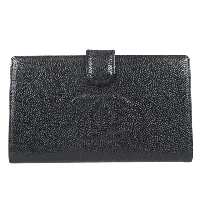 Chanel 2004-2005 Timeless Long Wallet Black Caviar in Black Caviar leather from AMORE Vintage Tokyo