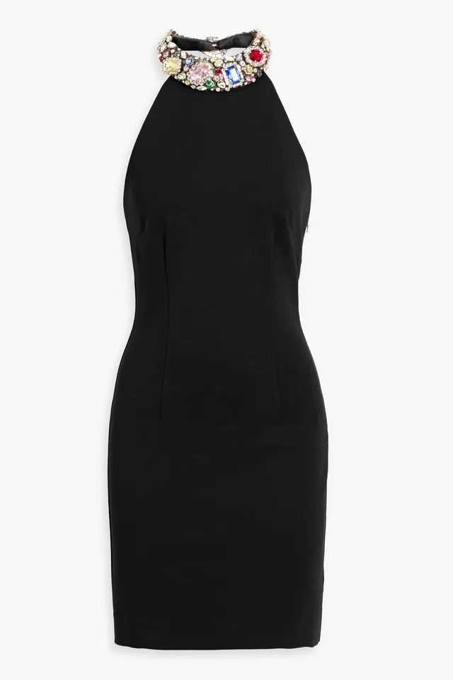 Area Embellished Cady Halterneck Mini Dress in Black from THE OUTNET, photo 1 of 1