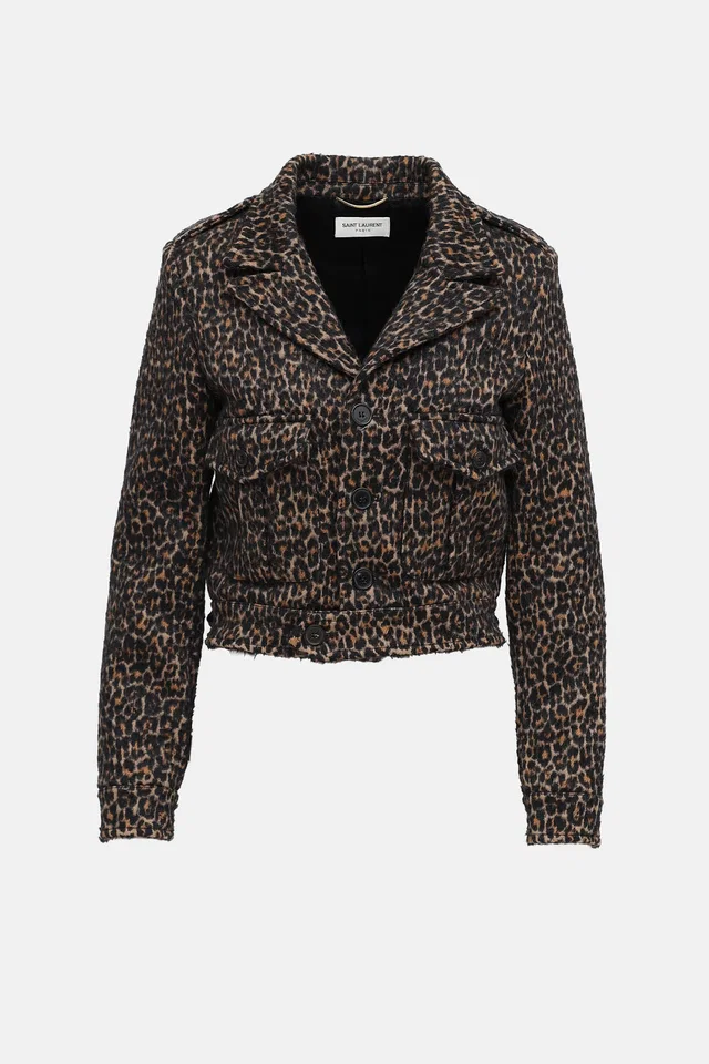 Saint Laurent Knit Print Moto Jacket in Wool from VSP Consignment