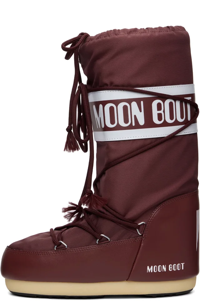 Moon Boot Burgundy Icon Nylon Boots, photo 3 of 5 from SSENSE