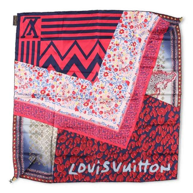 Louis Vuitton Red Printed Tresor Silk Square Scarf in Red Silk from HEWI