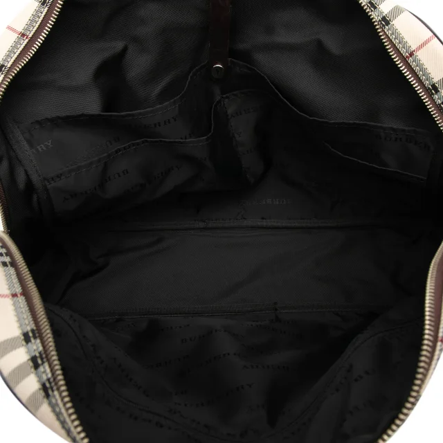Beige Burberry House Check Canvas Travel Bag in Beige Canvas from Designer Revival, photo 4 of 6