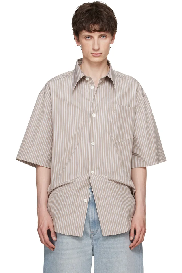 Beige Striped 'Ami de Coeur' Wide Shirt