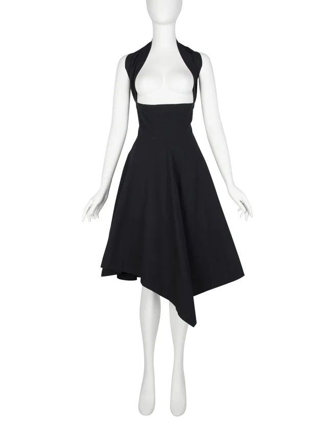 Comme des Garçons Vintage SS 1987 Black Asymmetrical Under Bust Halter Dress in Black from Amarcord Vintage Fashion
