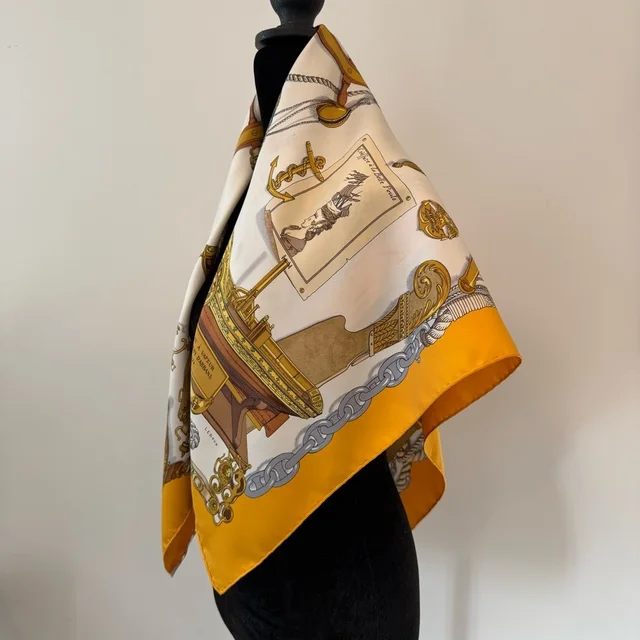 Hermès Herms Nautical Themed Silk Scarf in blue|gold Silk from Poshmark, photo 7 of 15