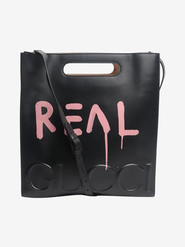 Gucci Black REAL tote bag in Black Leather from Sign of the Times