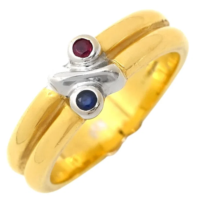 Tiffany & Co. Ring Signature Ruby Sapphire Blue Red Yellow Gold White 18K Yellow Gold in White from The Reluxe
