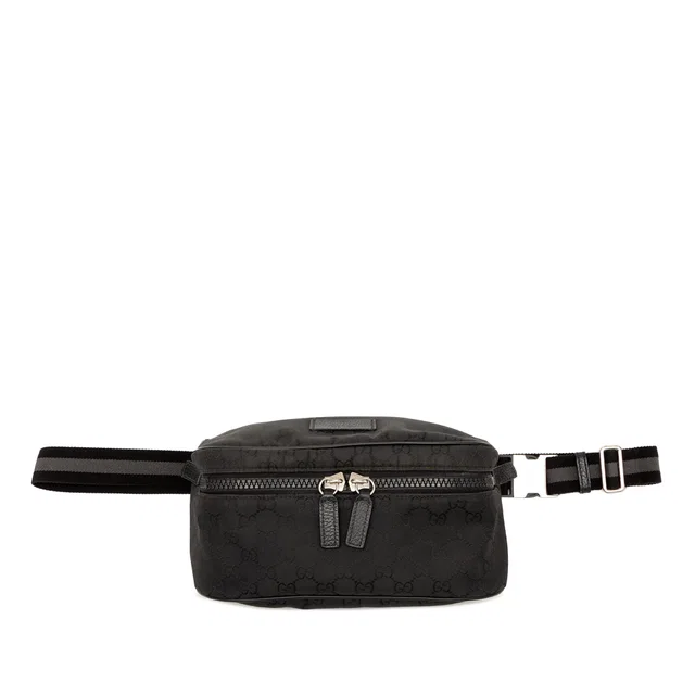 Black Gucci GG Nylon Web Belt Bag in Black Nylon from Designer Revival