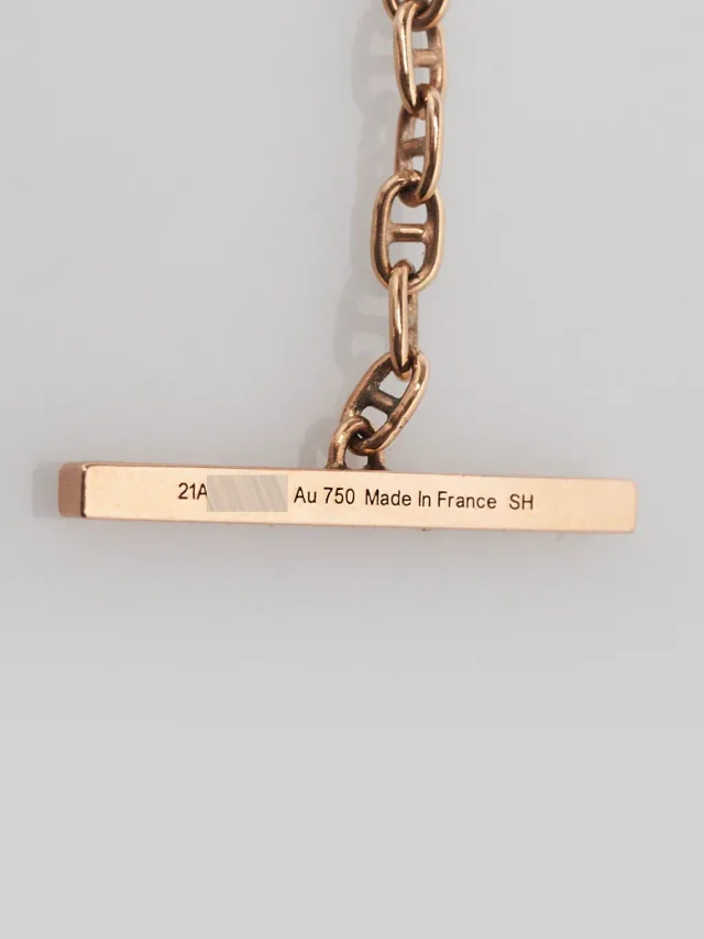 Hermès 18k Rose Gold and Diamond Chaine d'Ancre Contour Bracelet Size SH in Pink from Yoogis, photo 2 of 4