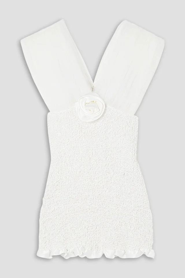 Appliquéd Shirred Silk-Satin and Tulle Mini Dress, image 1 of 1 from THE OUTNET