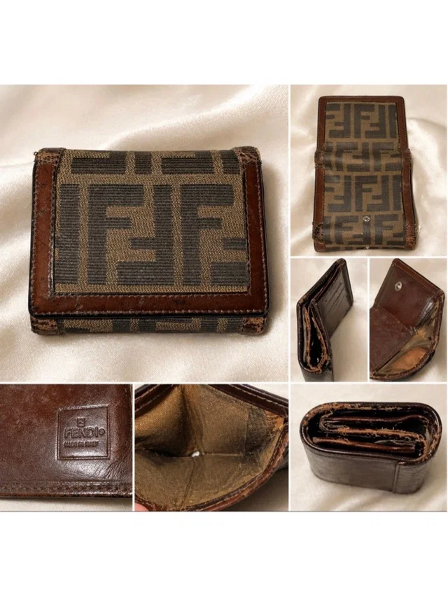Fendi Zucca Wallet Brown Canvas Leather Snap Coin Compact in black|brown|red Canvas from Poshmark