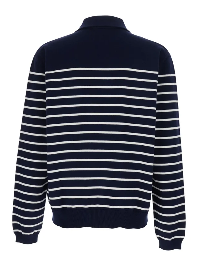 Dsquared2 Blue Long Sleeve Polo Shirt with Logo Embroidery on the Front and All-Over Stripe Motif in Cotton for Men in Blue 100% Cotton, photo 3 of 6 from Gaudenzi Boutique