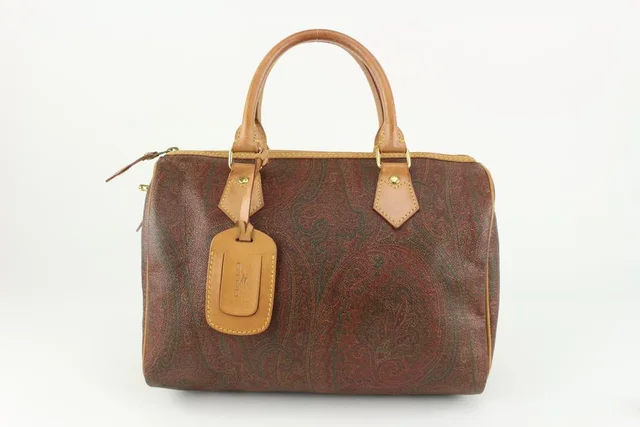 Etro Bordeaux Paisley Boston Doctor's Bag in Burgundy Canvas from Bagriculture