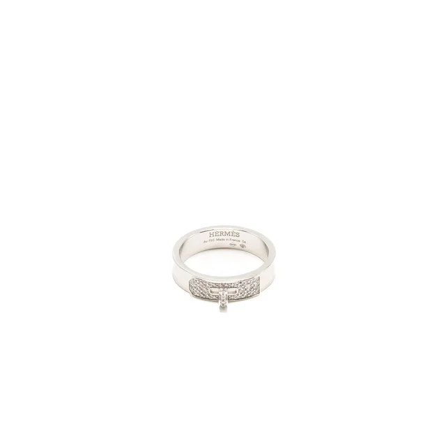 Hermès Size 54 Kelly Ring White Gold Didmonds in White from EMIER