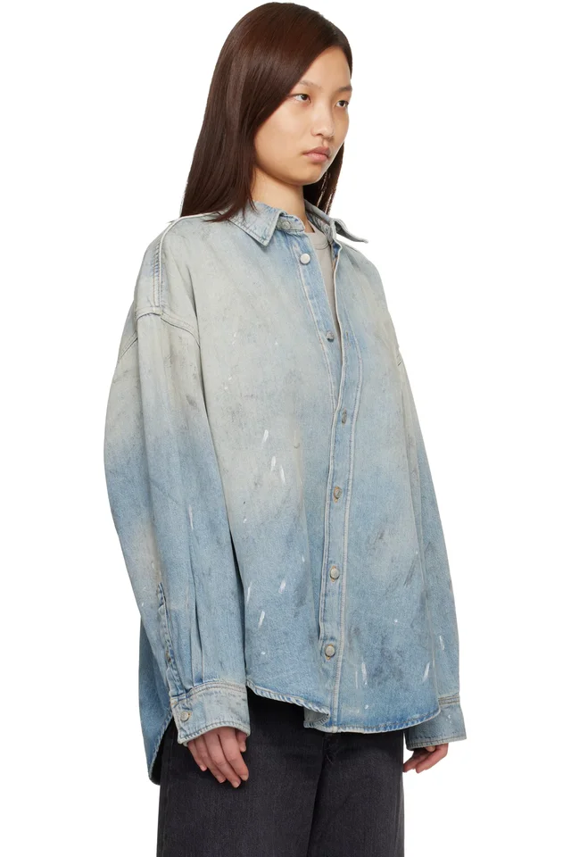 Acne Studios Blue Paint Splatter Denim Shirt, photo 2 of 4 from SSENSE
