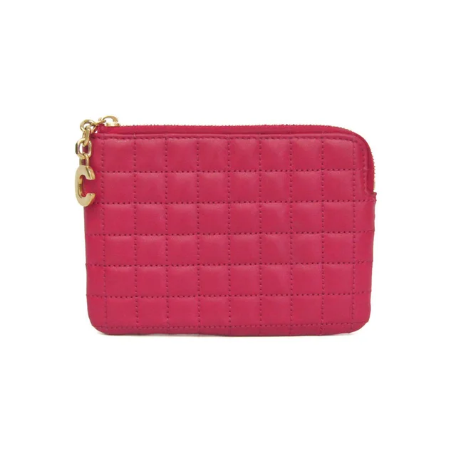 Celine Quilted C Charm Women's Leather Coin Purse/coin Case Pink in Pink Leather from Elady