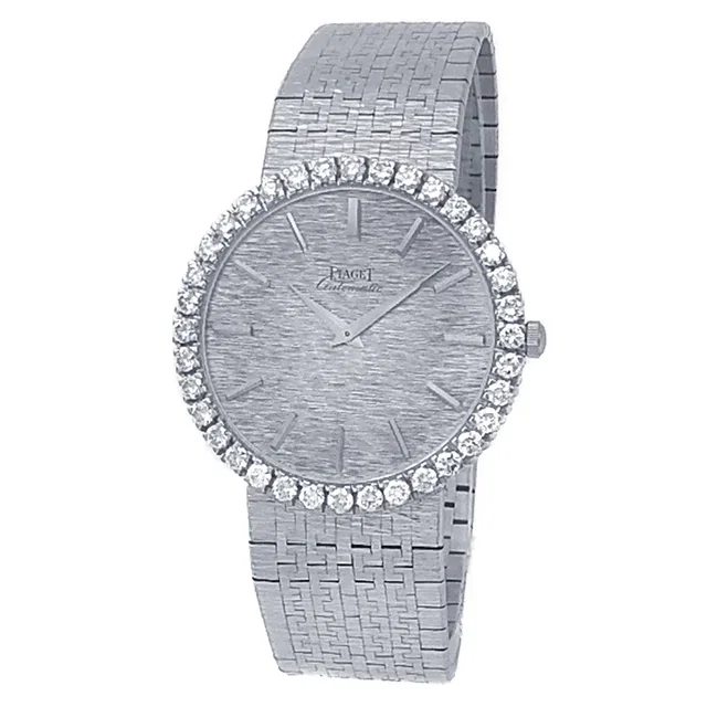 Piaget Vintage White Gold Diamond Bezel Automatic Men's Watch in White from Truefacet
