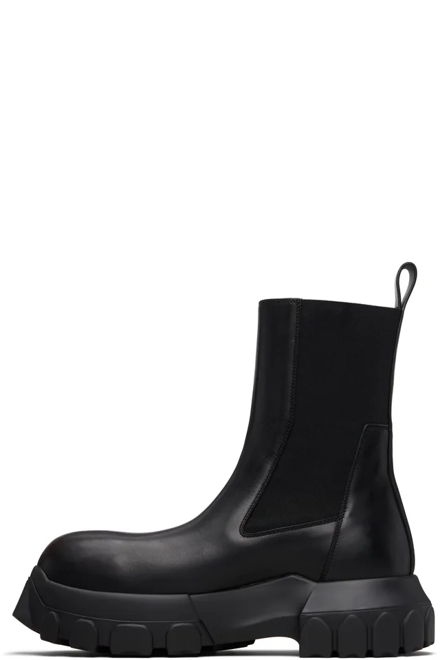 Rick Owens Black Temple Beatle Bozo Tractor Boots, photo 3 of 5 from SSENSE