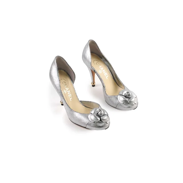 Chanel Camellia Pumps Silver Size 36 in Silver from The Purse Affair