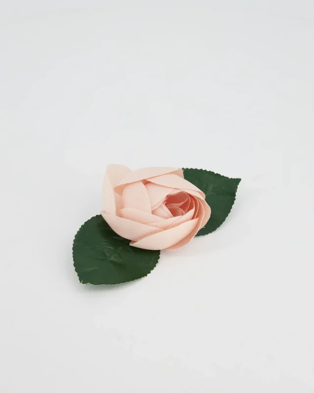 Chanel Rose Brooch with Leaf Details in Pink Silk from Sellier, photo 5 of 6
