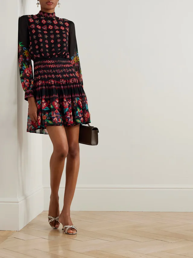 SALONI Isa pleated floral-print silk crepe de chine mini dress, photo 2 of 2 from NET-A-PORTER (Canada)