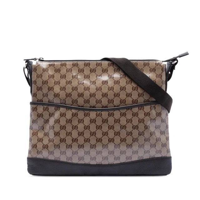 Brown Gucci GG Crystal Crossbody in Brown Coated canvas from Designer Revival