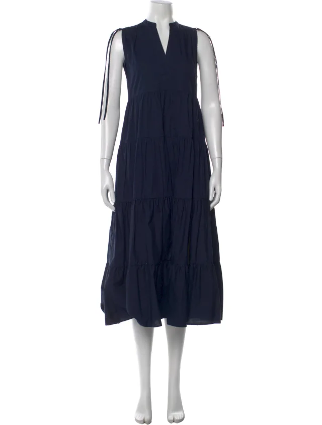 SIMKHAI V-Neck Long Dress in blue from The RealReal