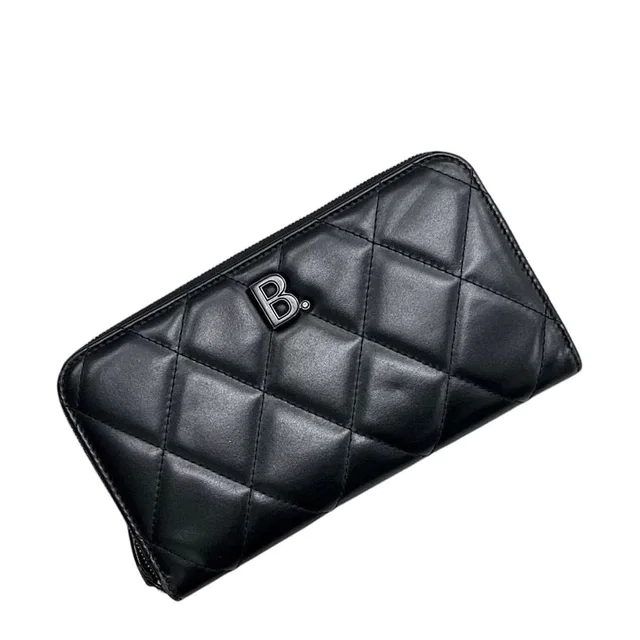 Balenciaga Zip Around Wallet B Logo Black Leather in Black Leather from The Reluxe