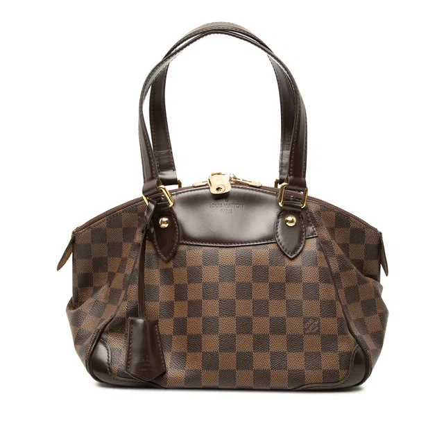 Brown Louis Vuitton Damier Ebene Verona PM Handbag in Brown Canvas from Designer Revival