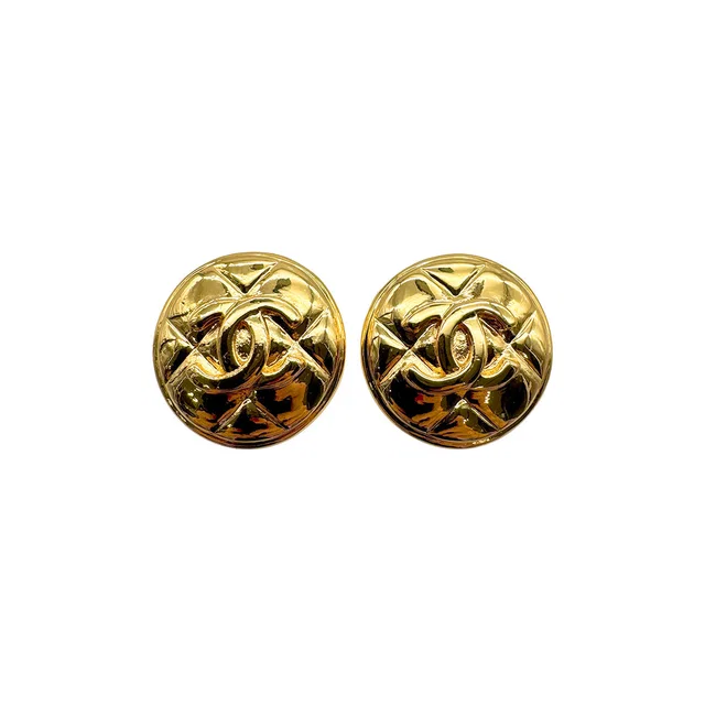 Chanel Vintage Earrings Cocomark Gold Accessory in Gold from Luxury Promise