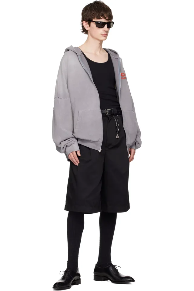 WILLY CHAVARRIA Gray 'CCC' Hooligan Zip Through Hoodie, photo 4 of 4 from SSENSE