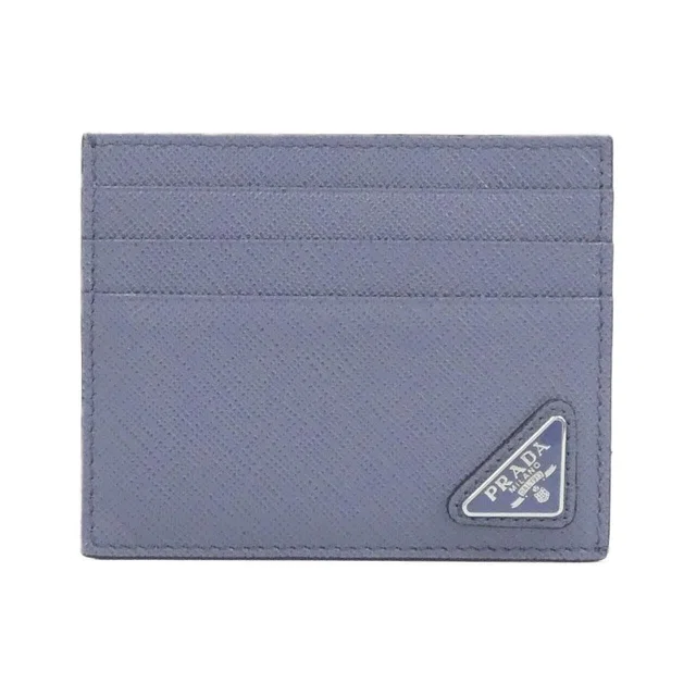 Prada Card Case Card Holders Silver in Silver Saffiano leather from The Reluxe