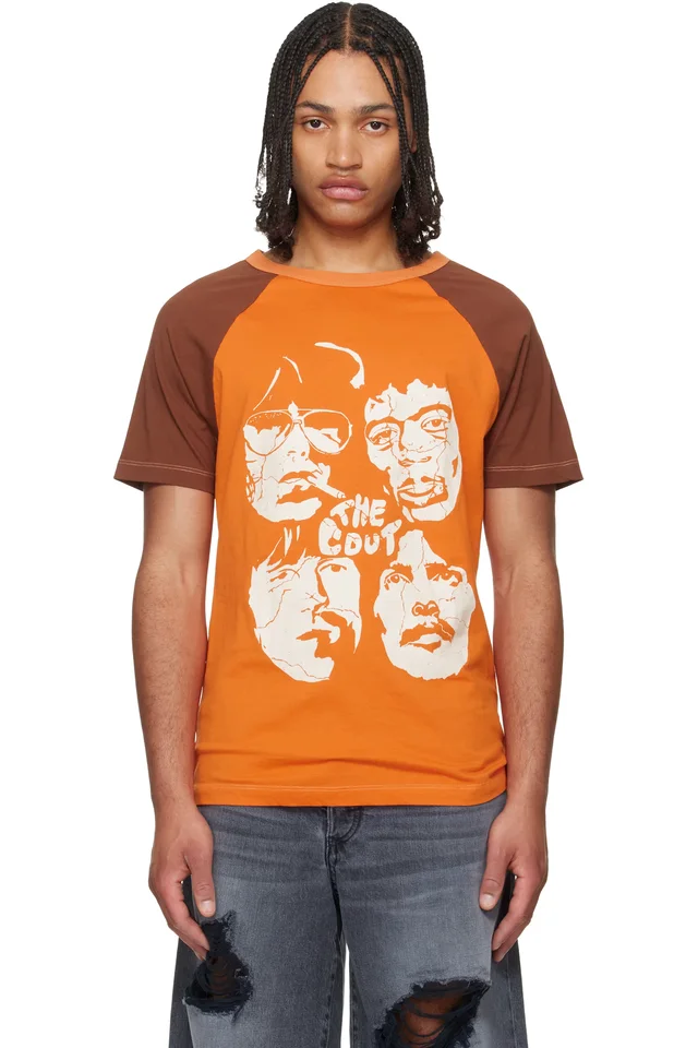 Orange Ty Cout Raglan Colorblock Print T-shirt, image 1 of 1 from SSENSE