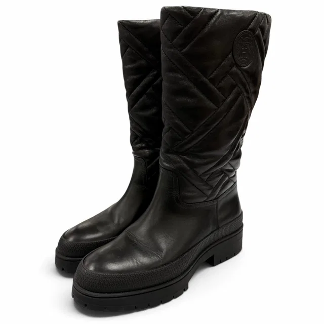 Hermès Ex-Libris Quilted Leather Long Boots Black in Black Leather from The Reluxe