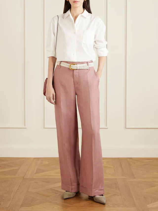 BRUNELLO CUCINELLI Linen wide-leg pants in Pink, photo 2 of 2 from NET-A-PORTER (Canada)