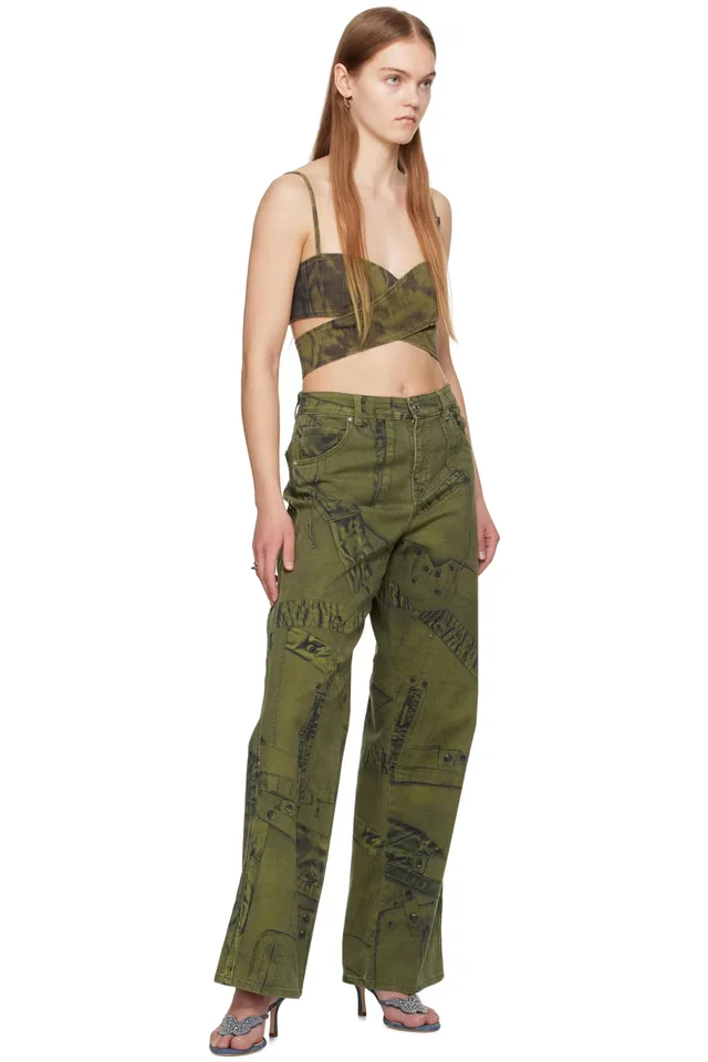 Blumarine Khaki Printed Jeans, photo 4 of 4 from SSENSE
