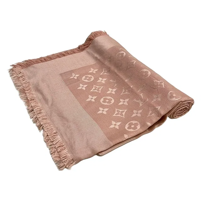 Louis Vuitton Shawl Monogram Rose Poudre Wool Silk Scarf in Pink Silk from The Reluxe