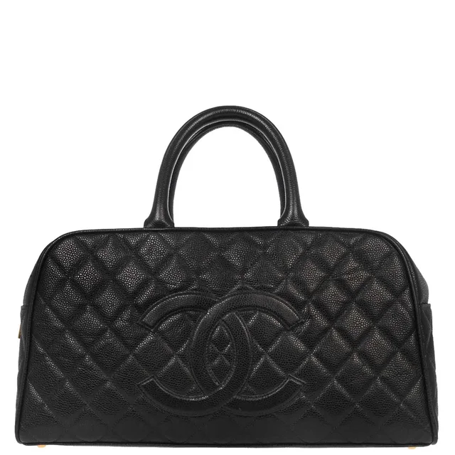 Chanel 2003-2004 Black Caviar Skin Bowling Bag 37 in Black Caviar leather from AMORE Vintage Tokyo