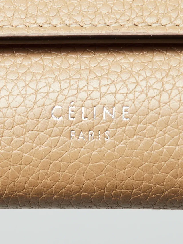 Celine Drummed Leather Large Flap Multifunction Wallet in Beige Leather from Yoogis, photo 6 of 10