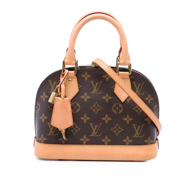 Brown Louis Vuitton Monogram Alma BB Satchel in Brown Coated canvas from Designer Revival