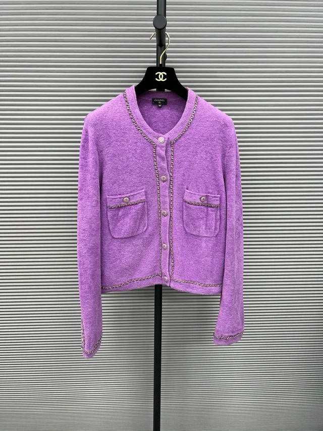 Chanel Purple Chain Cardigan 44 in Purple from Luxury Promise