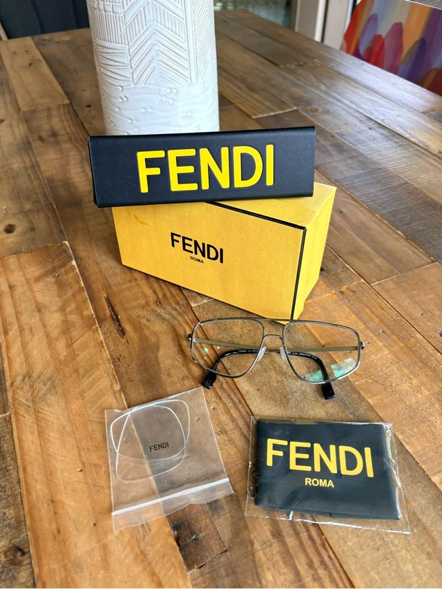 Fendi Men's Aviator Glasses With Black And Yellow Branded Case in silver|gray from Poshmark