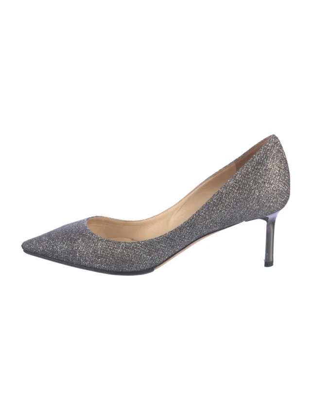 Jimmy Choo Glitter Accents Pumps in silver|gray from The RealReal
