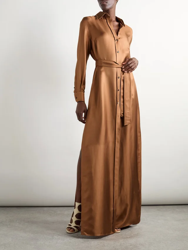 TOM FORD Belted silk-twill maxi shirt dress in Beige, photo 2 of 2 from NET-A-PORTER (Canada)