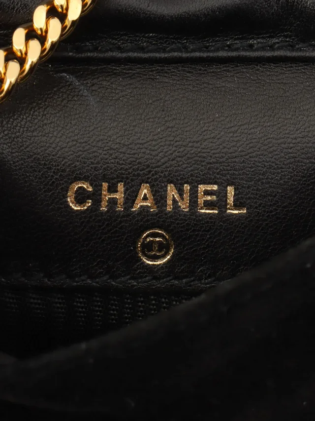 Chanel Suede CC Mark Stitch Chain Shoulder Bag Mini Black circa 2001 in Black Suede from VINTAGE QOO TOKYO, photo 7 of 13