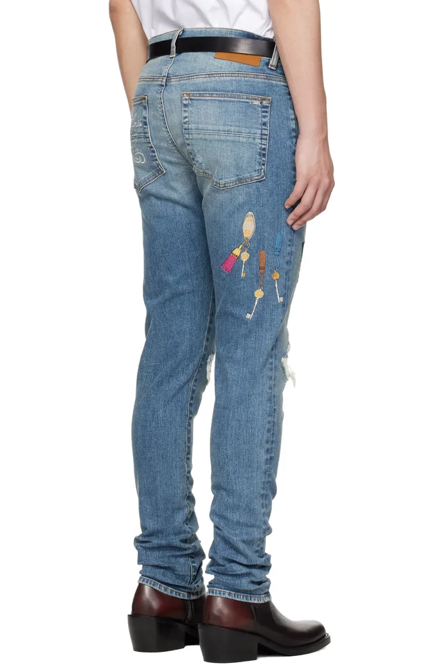 AMIRI Blue 'Chateau Keys' MX1 Jeans, photo 3 of 5 from SSENSE