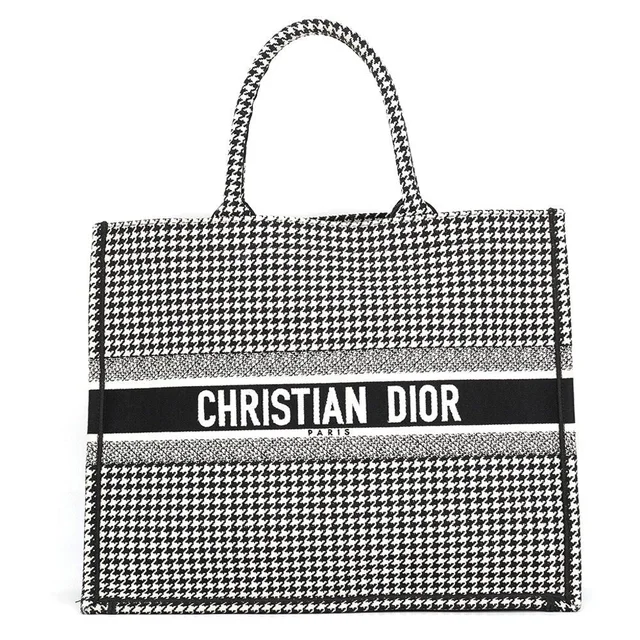 Dior Tote Bag Houndstooth Book Large Canvas in Canvas from The Reluxe