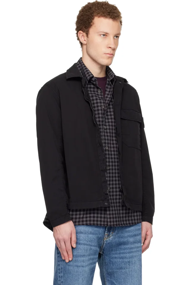 Stone Island Black 1200013 Stretch Organic Cotton Twill Shirt, photo 2 of 5 from SSENSE
