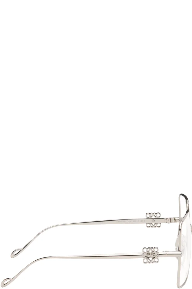 LOEWE Silver Oversize Square Retro Titanium Glasses, photo 2 of 4 from SSENSE