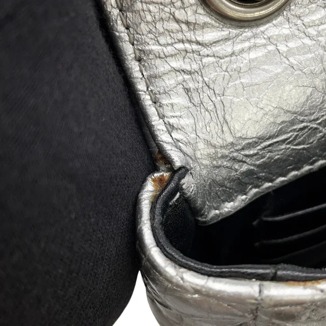 Balenciaga BB Logo Quilted Chain Shoulder Bag Silver526682 Leather in Leather from GALLERY RARE, photo 12 of 16